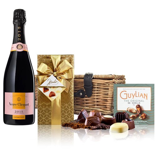 Veuve Clicquot Vintage Rose 2015 Champagne 75cl And Chocolates Hamper